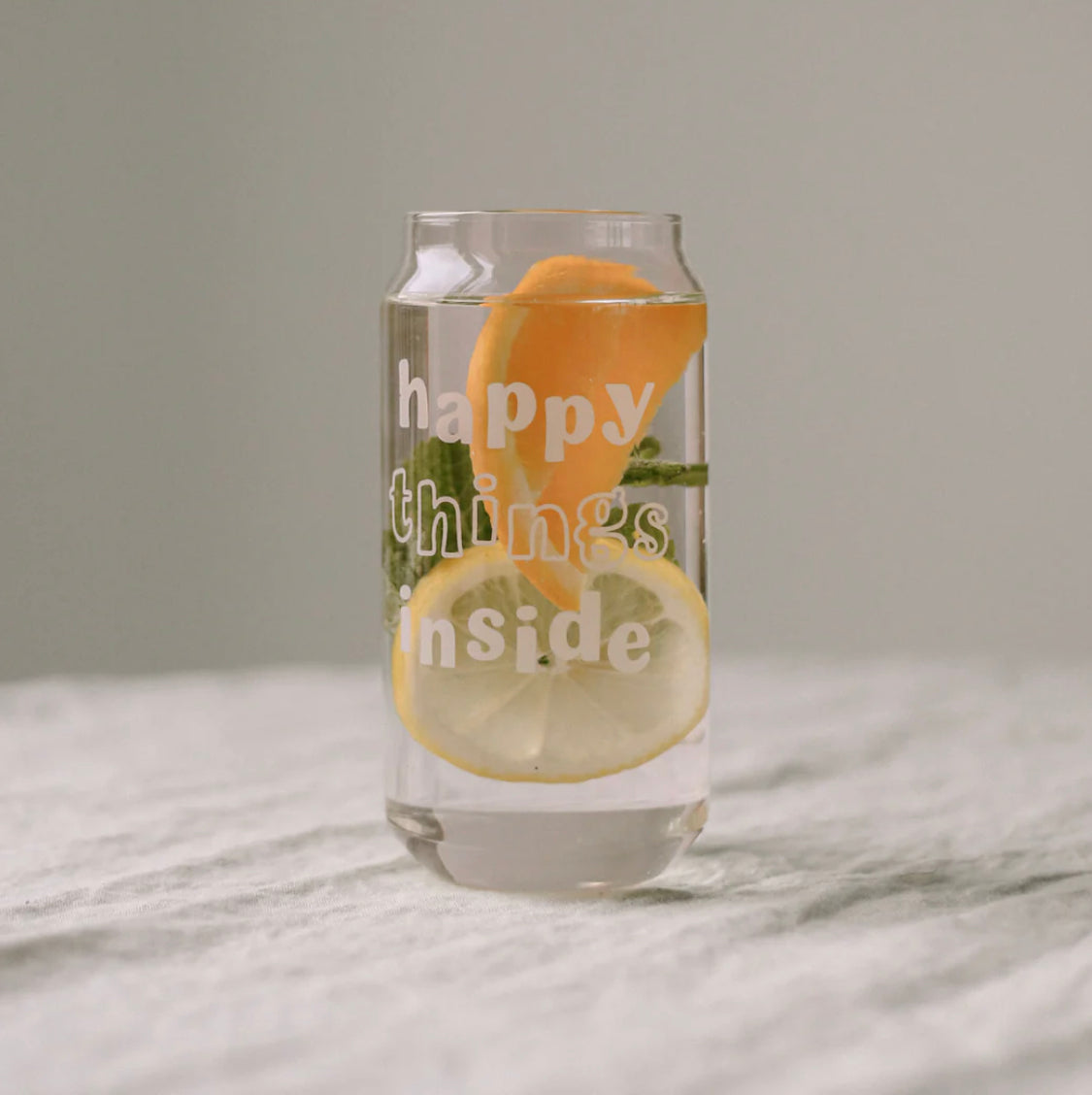 Trinkglas Happy Things Inside