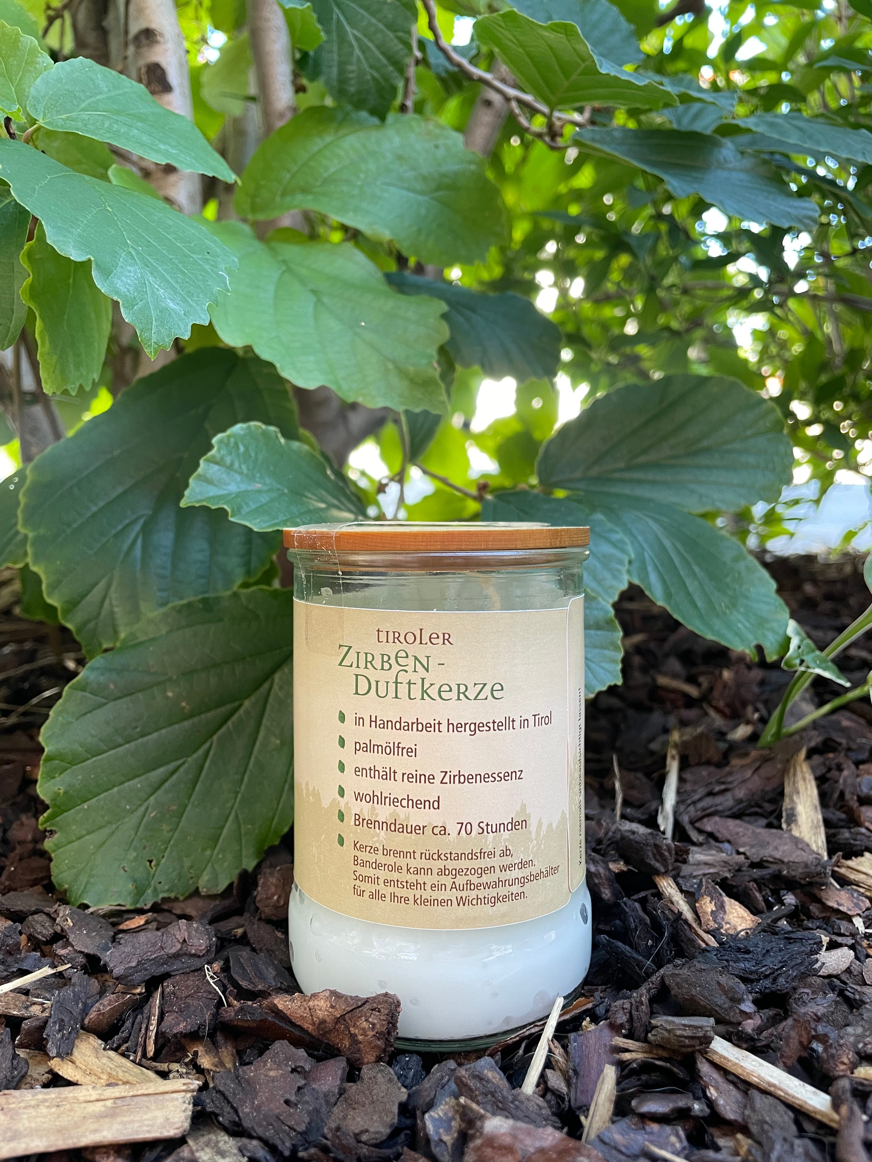 Zirben Duftkerze mit „Blume des Lebens“